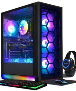 Máy tính để bàn chơi game STGAubron, GeForce GTX 1660 Ti 6G, Intel Core i7 lên đến 3,9 GHz, 32G, SSD 1TB, WiFi, BT 5.0, Quạt RGB x6, Bàn di chuột RGB, Thanh âm thanh RGB BT, Mic chơi game RGB BT, Windows 10 Home
